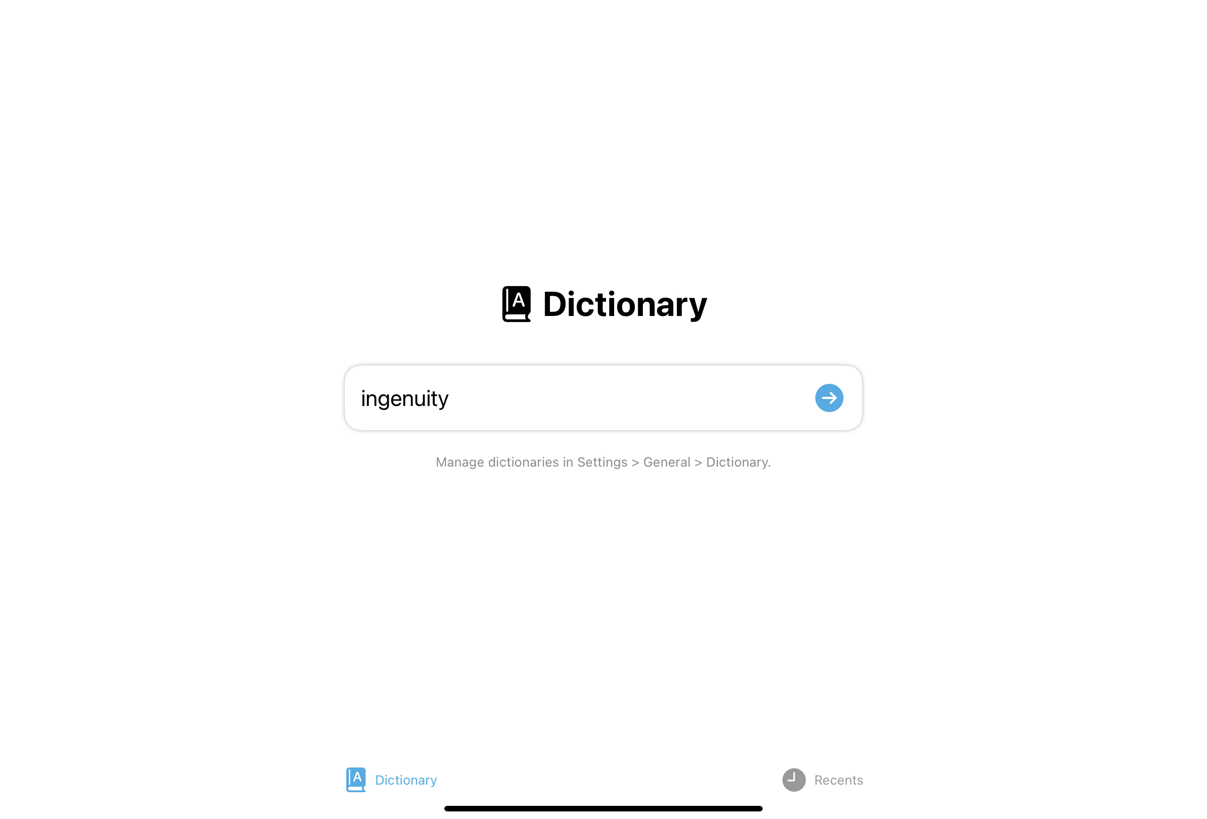 Screenshot of the Dictionary tab
